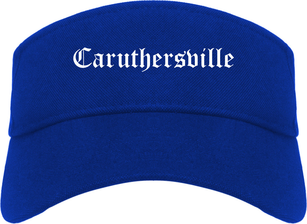 Caruthersville Missouri MO Old English Mens Visor Cap Hat Royal Blue
