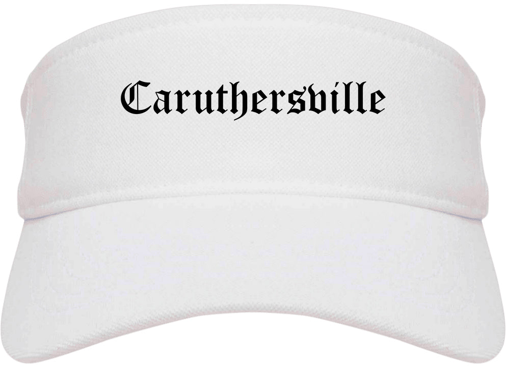 Caruthersville Missouri MO Old English Mens Visor Cap Hat White