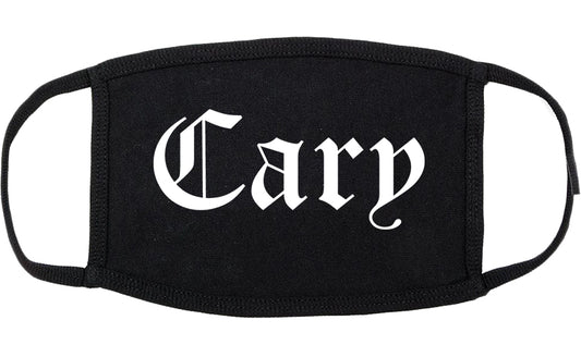 Cary Illinois IL Old English Cotton Face Mask Black