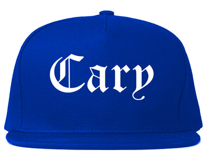 Cary Illinois IL Old English Mens Snapback Hat Royal Blue