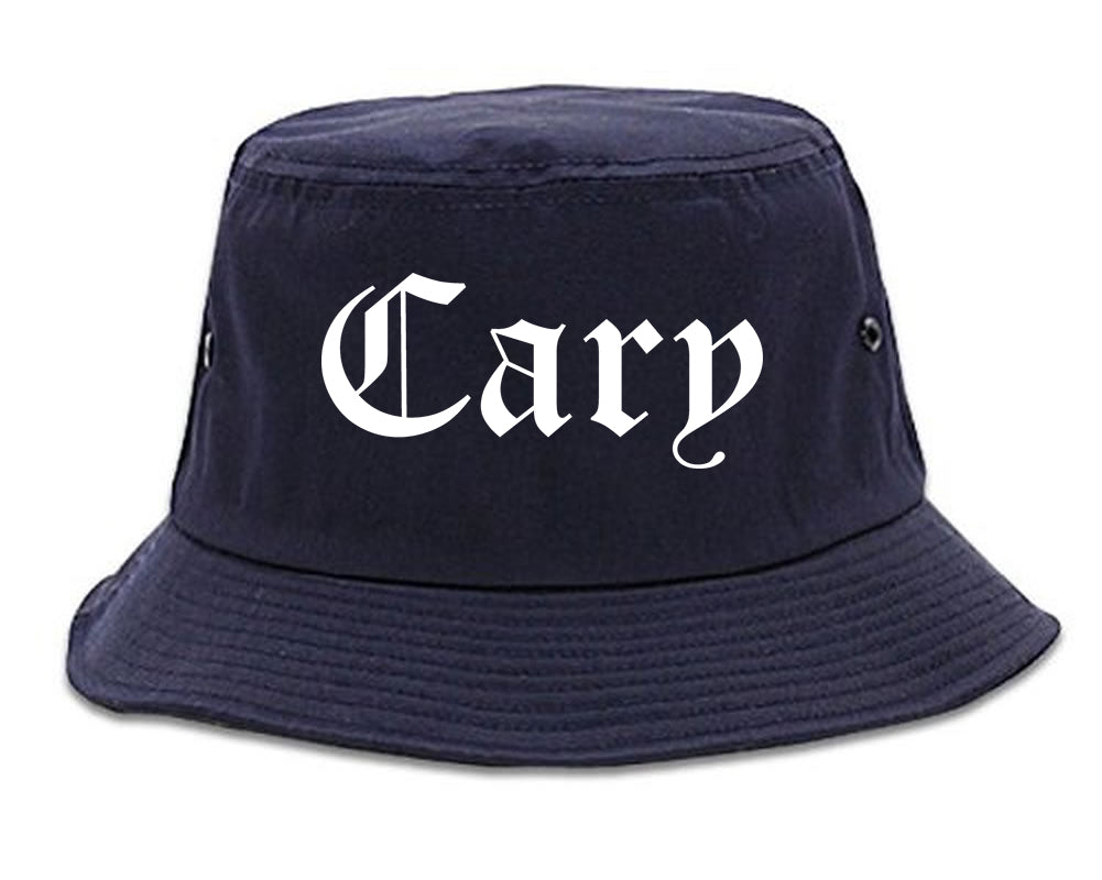 Cary Illinois IL Old English Mens Bucket Hat Navy Blue