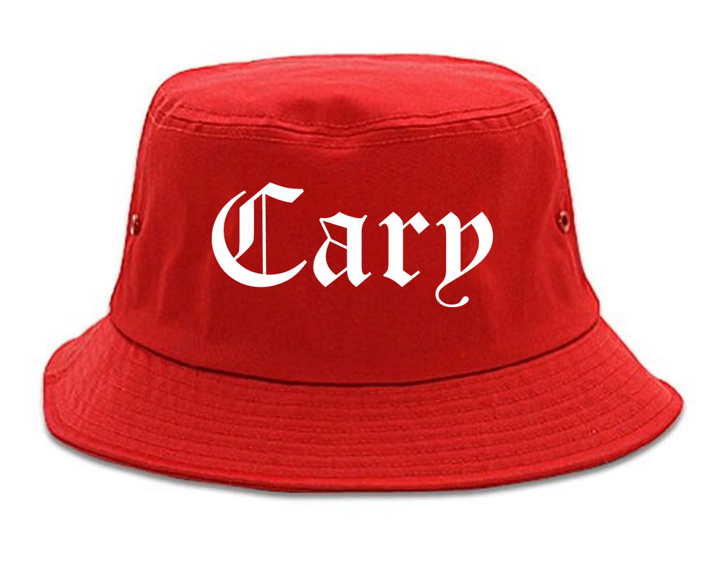 Cary Illinois IL Old English Mens Bucket Hat Red