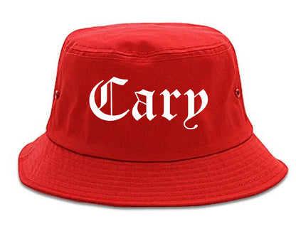 Cary Illinois IL Old English Mens Bucket Hat Red