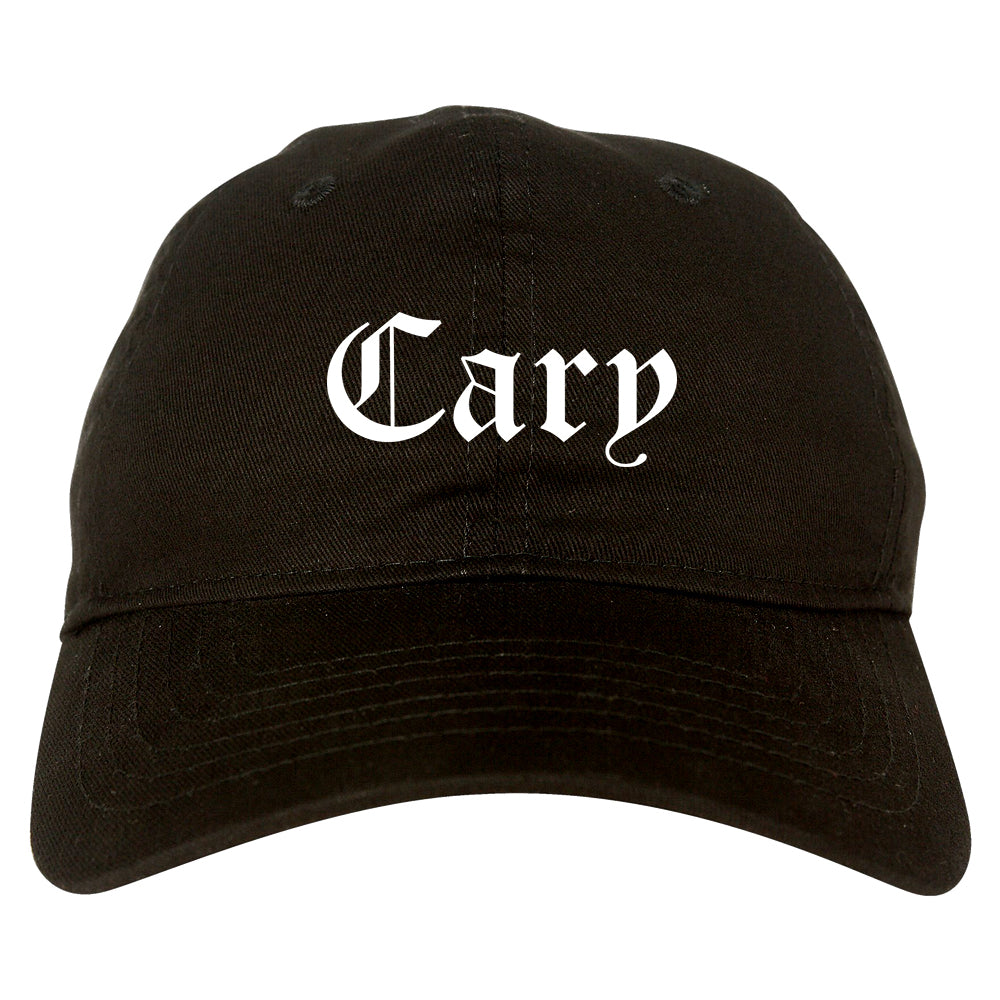 Cary Illinois IL Old English Mens Dad Hat Baseball Cap Black
