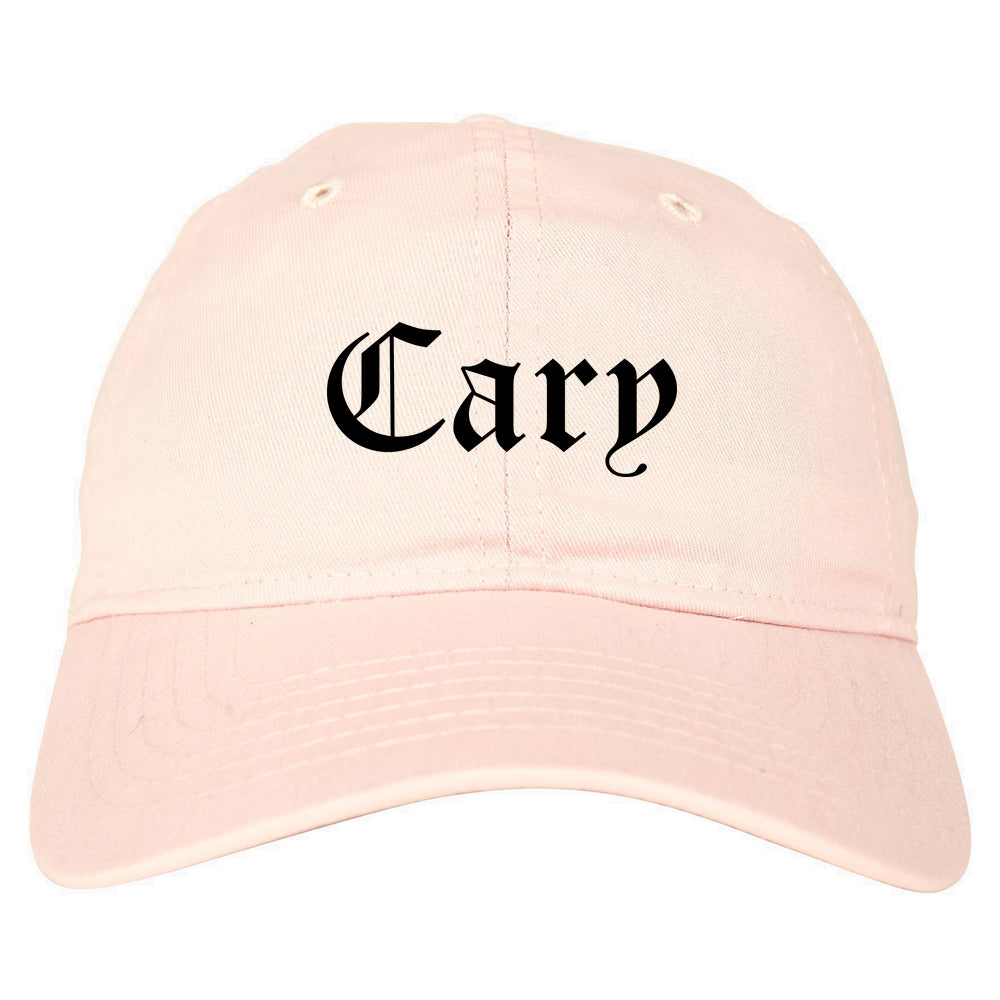 Cary Illinois IL Old English Mens Dad Hat Baseball Cap Pink