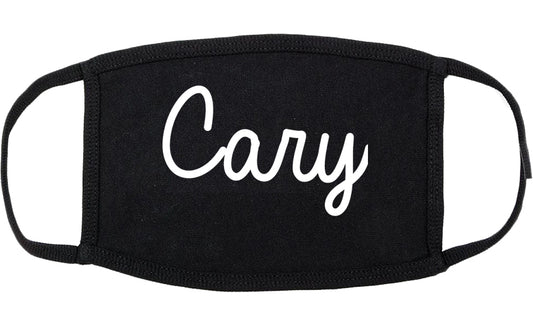 Cary Illinois IL Script Cotton Face Mask Black