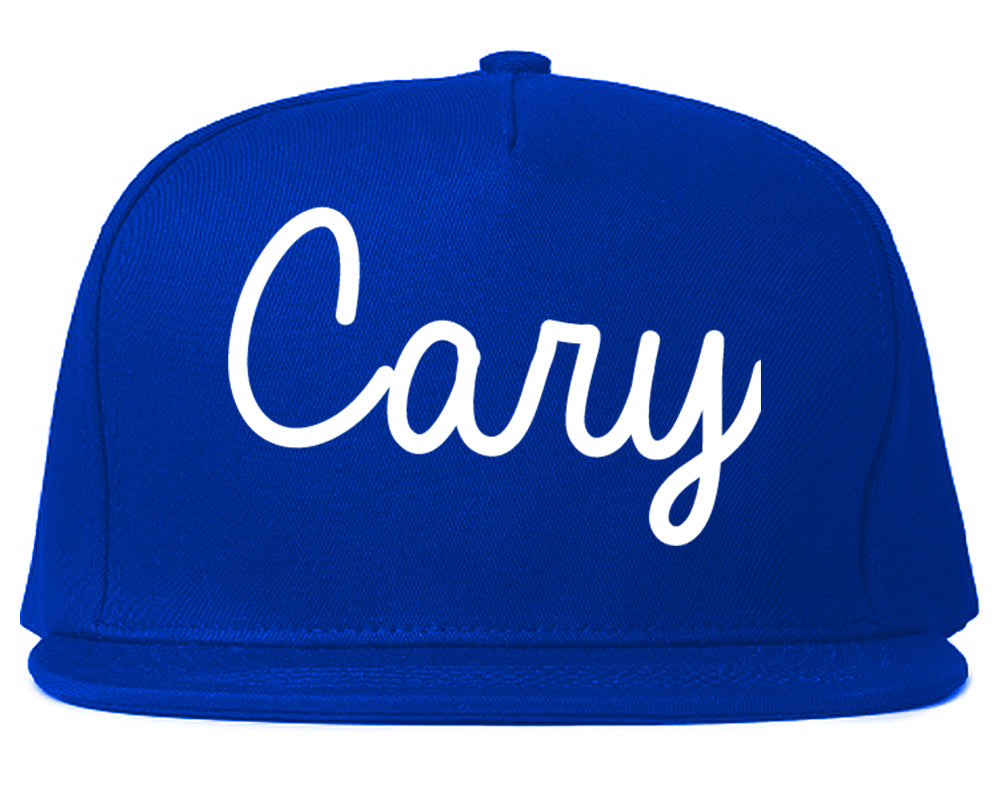 Cary Illinois IL Script Mens Snapback Hat Royal Blue