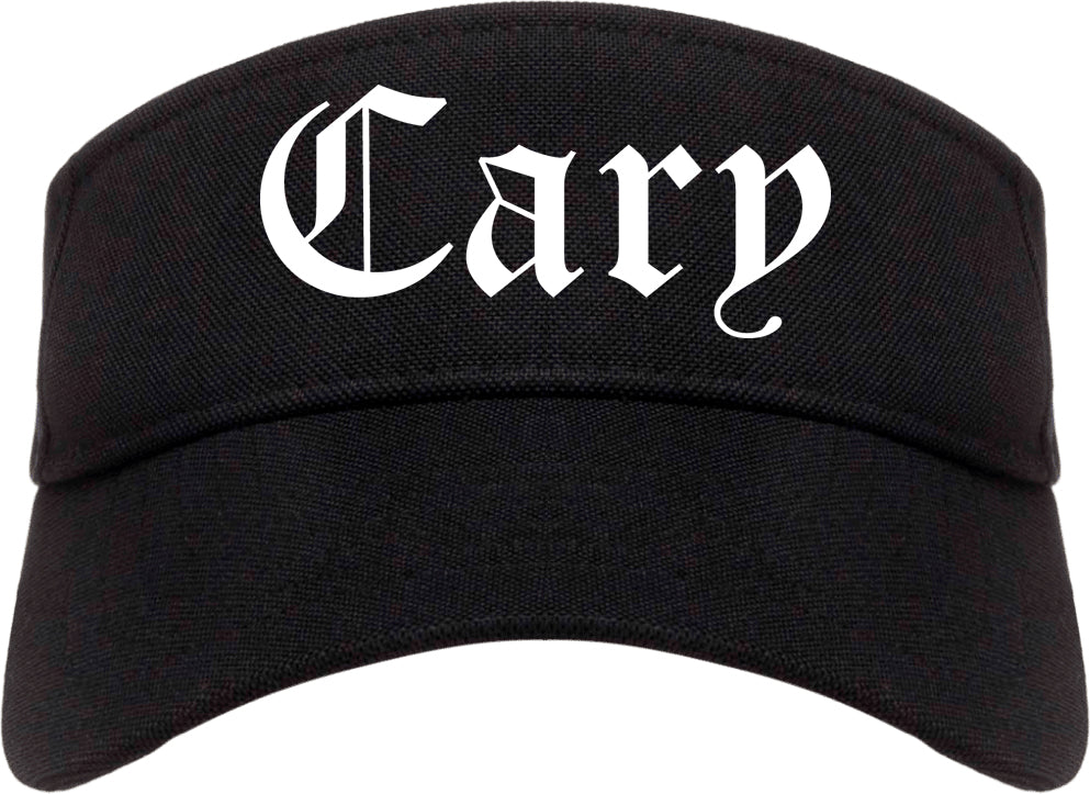 Cary Illinois IL Old English Mens Visor Cap Hat Black