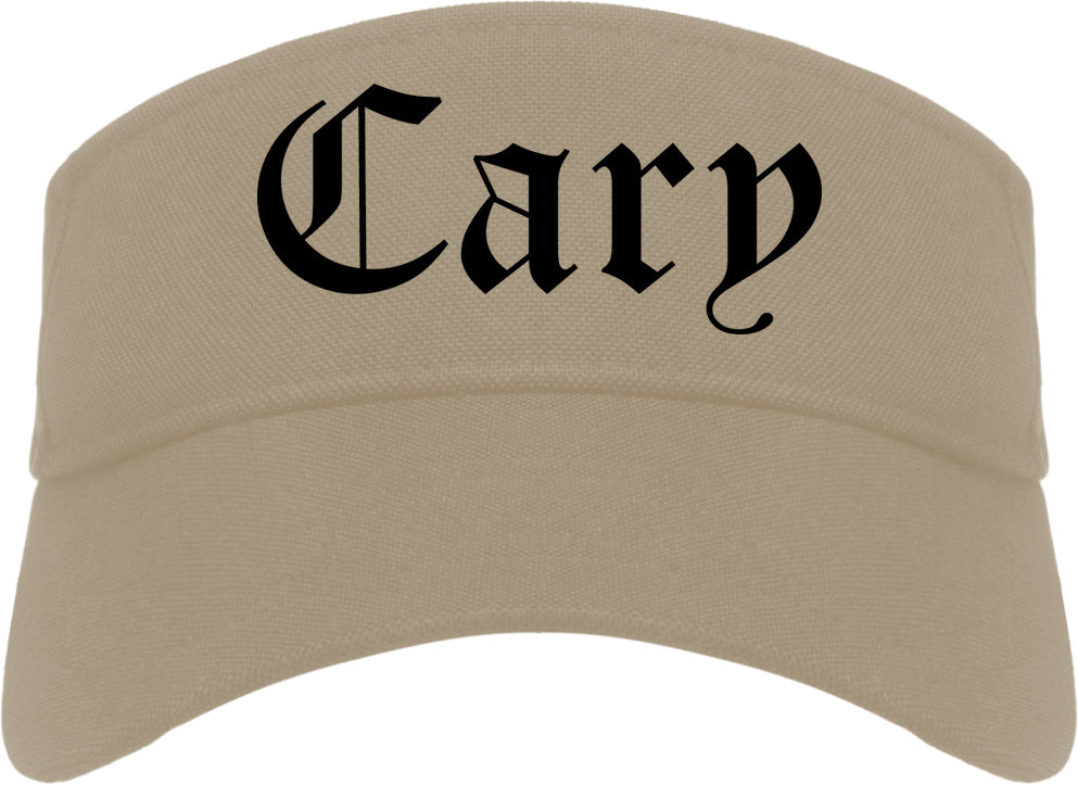 Cary Illinois IL Old English Mens Visor Cap Hat Khaki