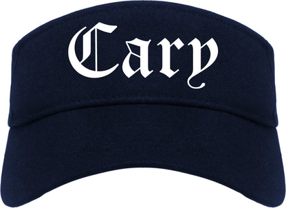 Cary Illinois IL Old English Mens Visor Cap Hat Navy Blue