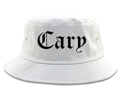 Cary Illinois IL Old English Mens Bucket Hat White