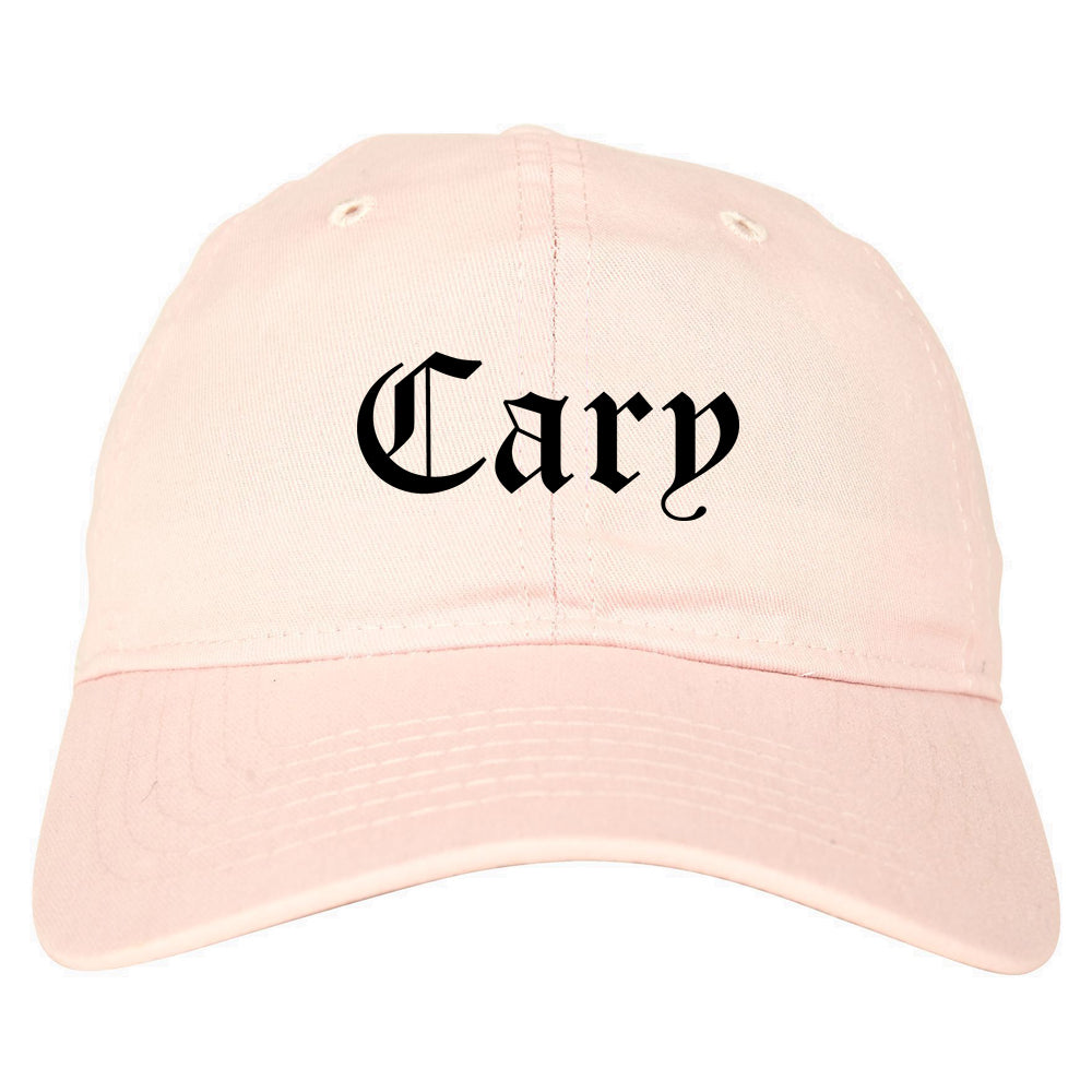 Cary North Carolina NC Old English Mens Dad Hat Baseball Cap Pink