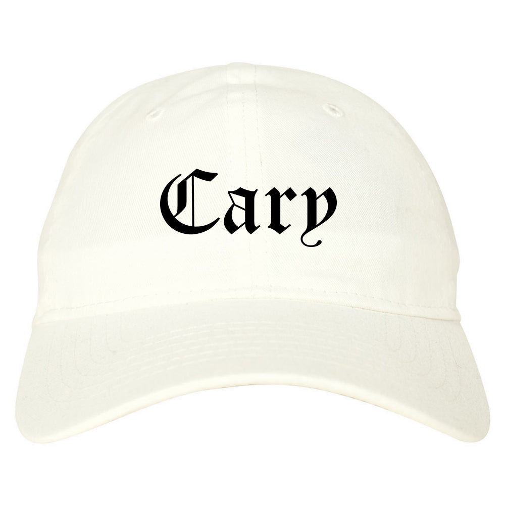 Cary North Carolina NC Old English Mens Dad Hat Baseball Cap White