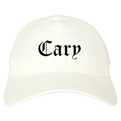 Cary North Carolina NC Old English Mens Dad Hat Baseball Cap White