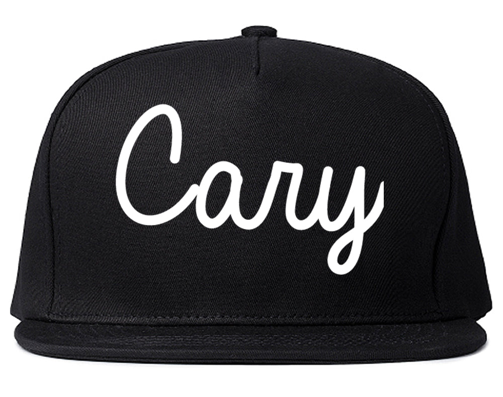 Cary North Carolina NC Script Mens Snapback Hat Black