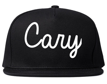 Cary North Carolina NC Script Mens Snapback Hat Black