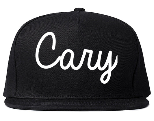 Cary North Carolina NC Script Mens Snapback Hat Black