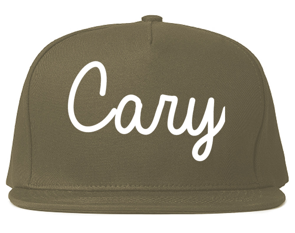 Cary North Carolina NC Script Mens Snapback Hat Grey