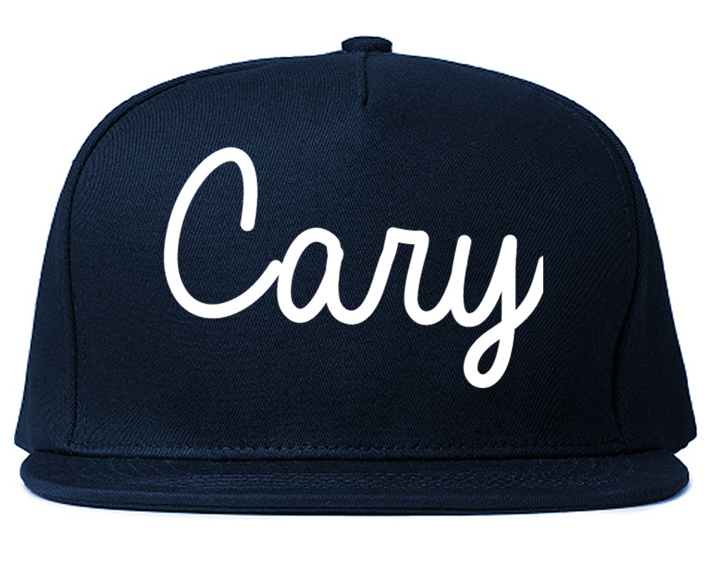 Cary North Carolina NC Script Mens Snapback Hat Navy Blue