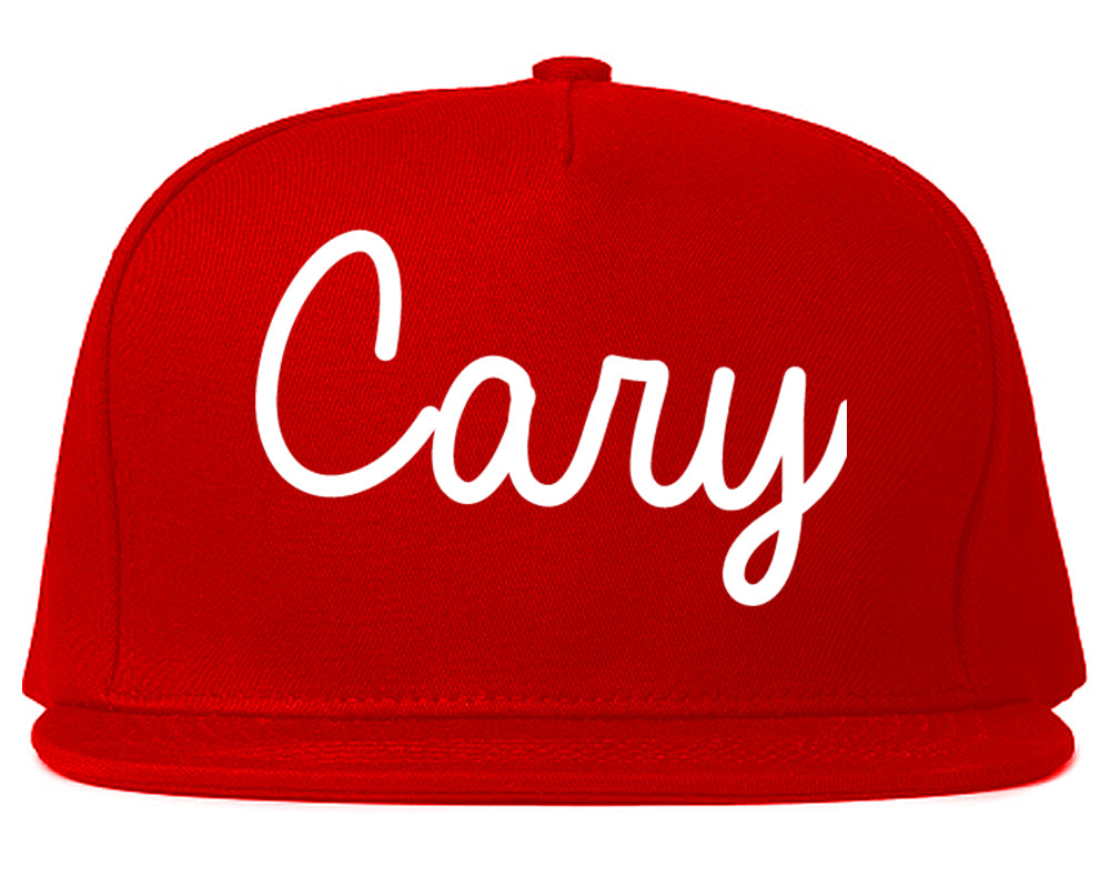 Cary North Carolina NC Script Mens Snapback Hat Red