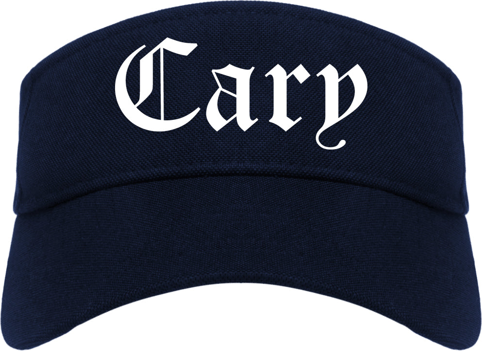 Cary North Carolina NC Old English Mens Visor Cap Hat Navy Blue