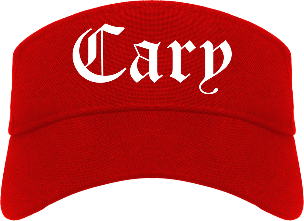 Cary North Carolina NC Old English Mens Visor Cap Hat Red