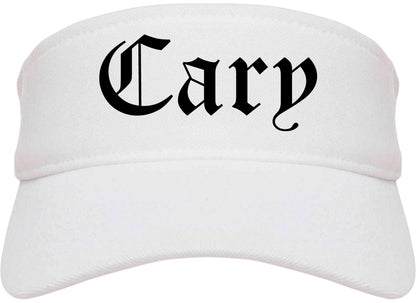 Cary North Carolina NC Old English Mens Visor Cap Hat White