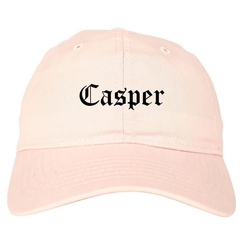 Casper Wyoming WY Old English Mens Dad Hat Baseball Cap Pink
