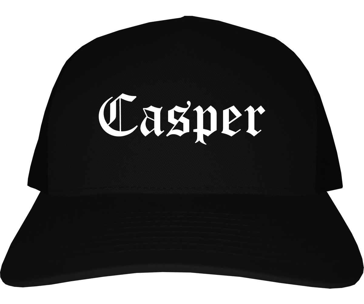 Casper Wyoming WY Old English Mens Trucker Hat Cap Black