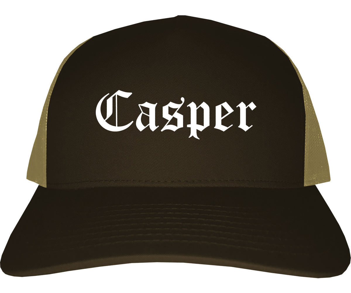 Casper Wyoming WY Old English Mens Trucker Hat Cap Brown