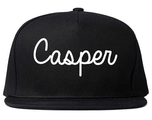 Casper Wyoming WY Script Mens Snapback Hat Black