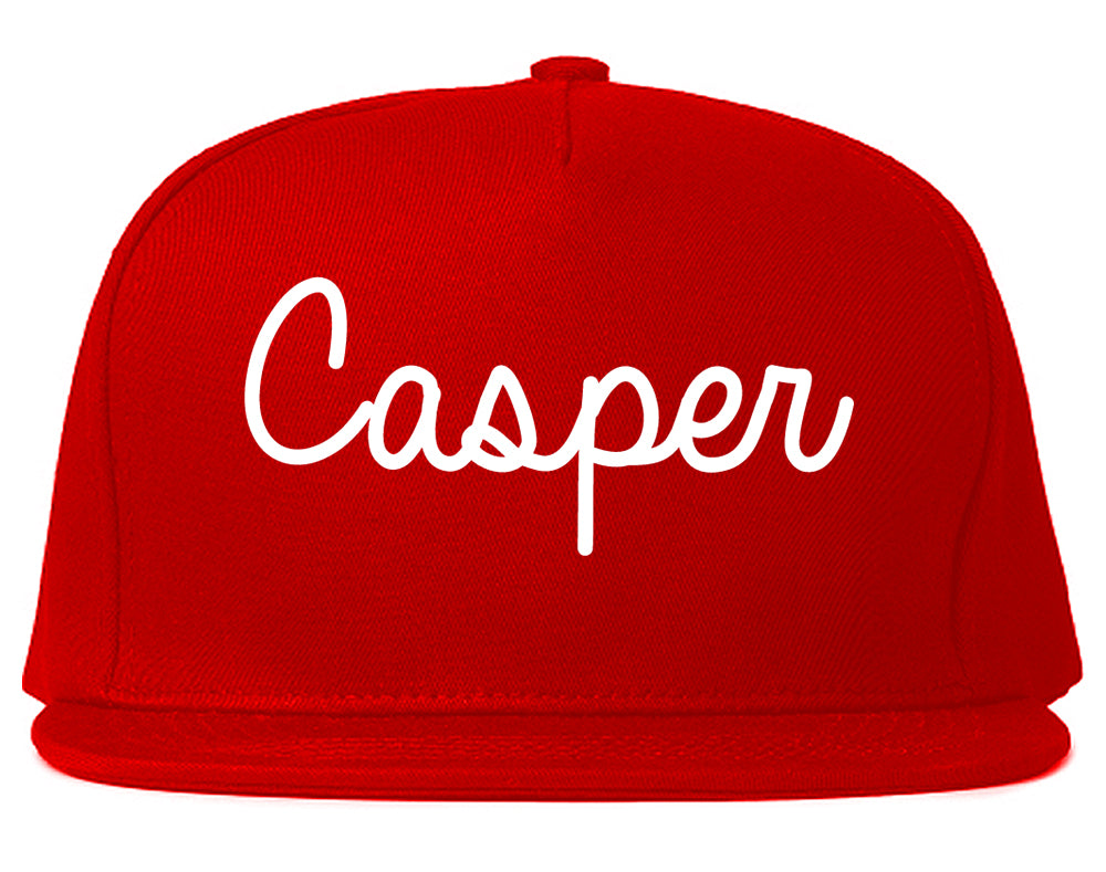 Casper Wyoming WY Script Mens Snapback Hat Red
