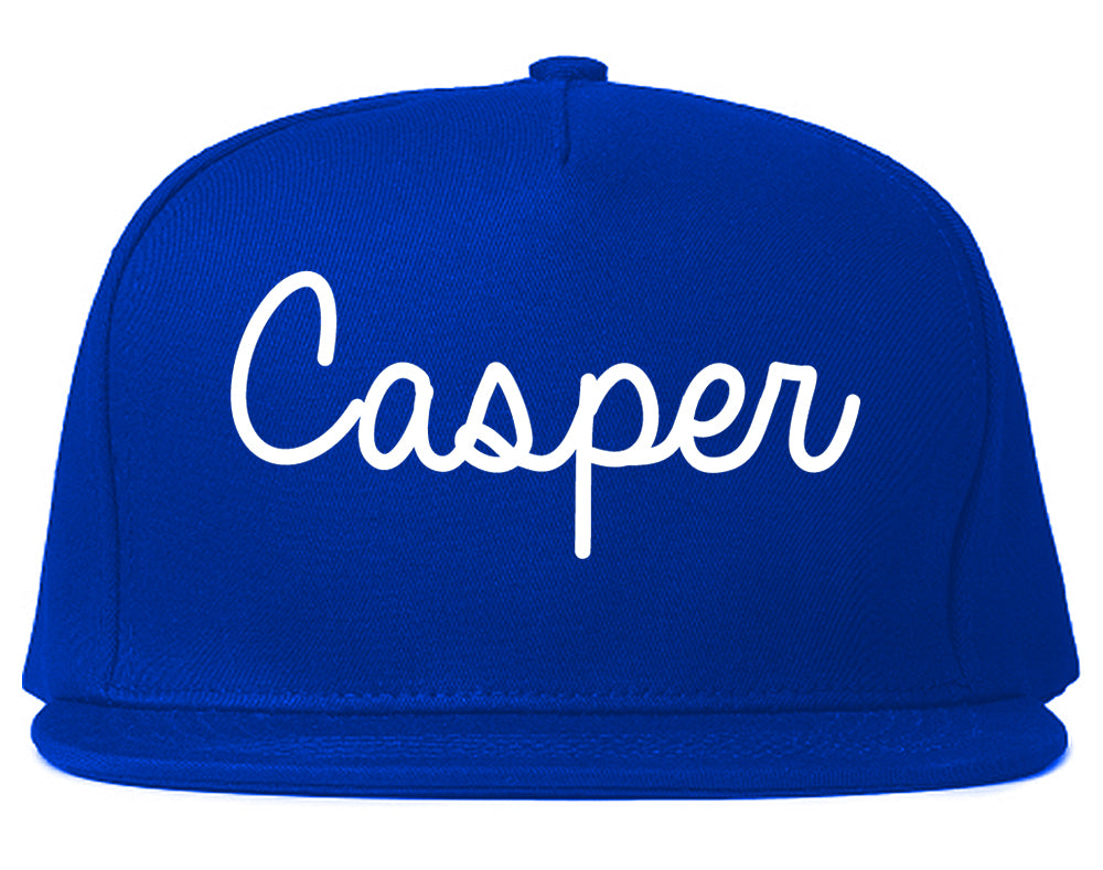 Casper Wyoming WY Script Mens Snapback Hat Royal Blue