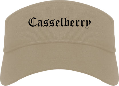 Casselberry Florida FL Old English Mens Visor Cap Hat Khaki