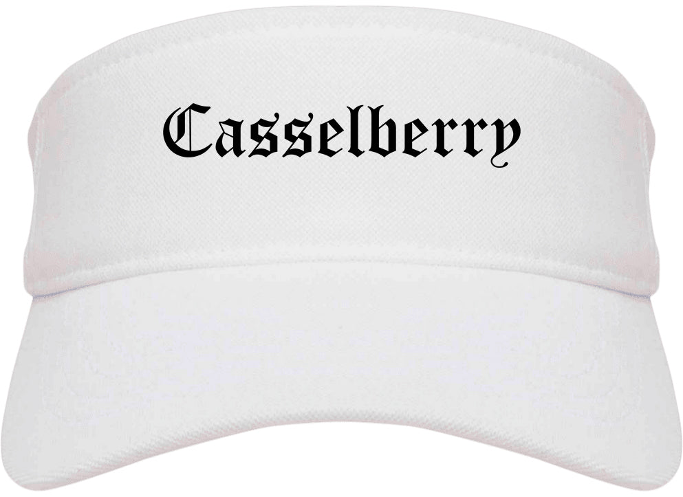 Casselberry Florida FL Old English Mens Visor Cap Hat White