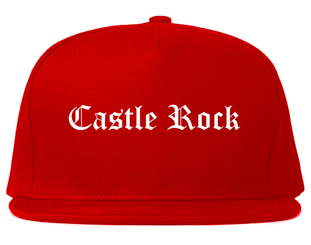 Castle Rock Colorado CO Old English Mens Snapback Hat Red