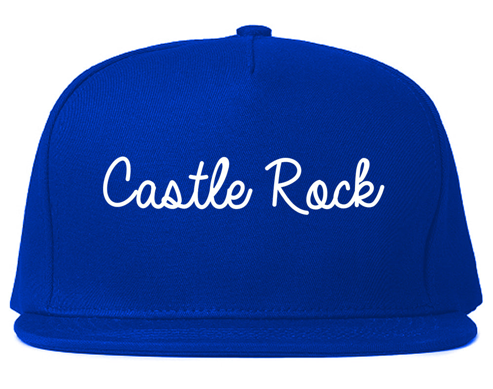 Castle Rock Colorado CO Script Mens Snapback Hat Royal Blue