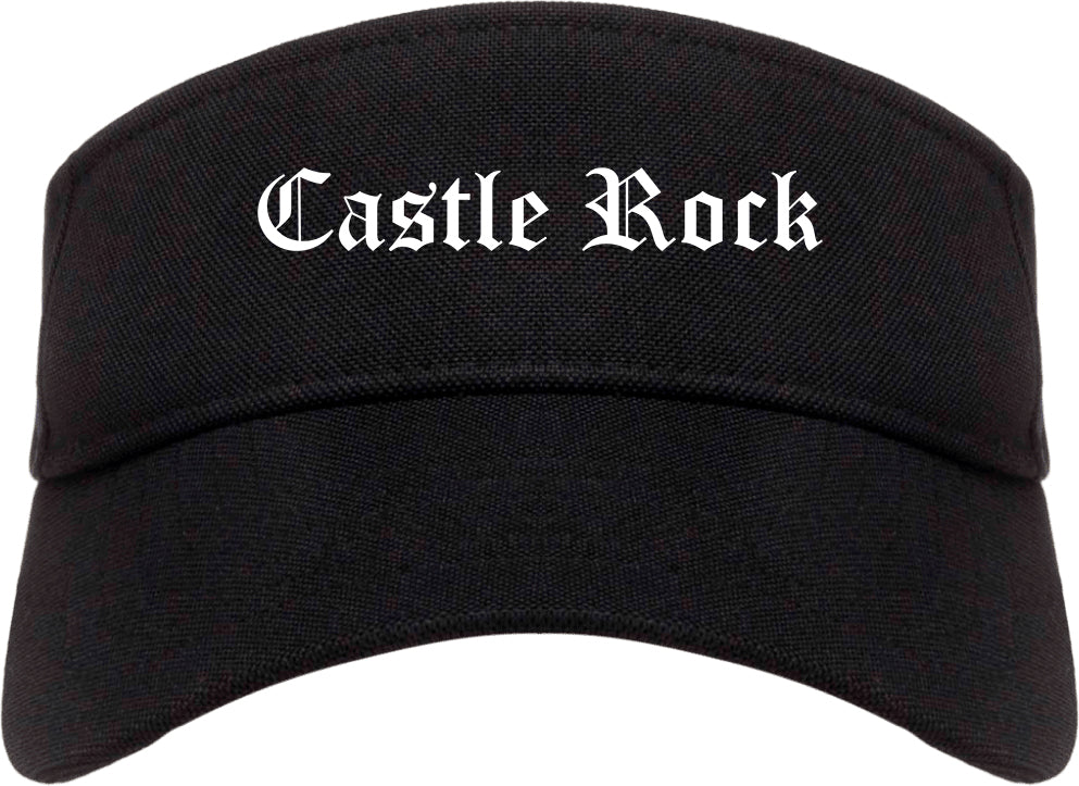 Castle Rock Colorado CO Old English Mens Visor Cap Hat Black