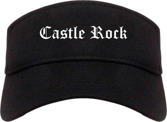 Castle Rock Colorado CO Old English Mens Visor Cap Hat Black