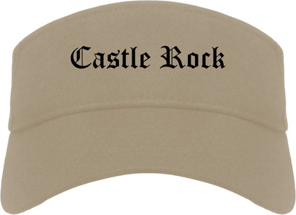 Castle Rock Colorado CO Old English Mens Visor Cap Hat Khaki