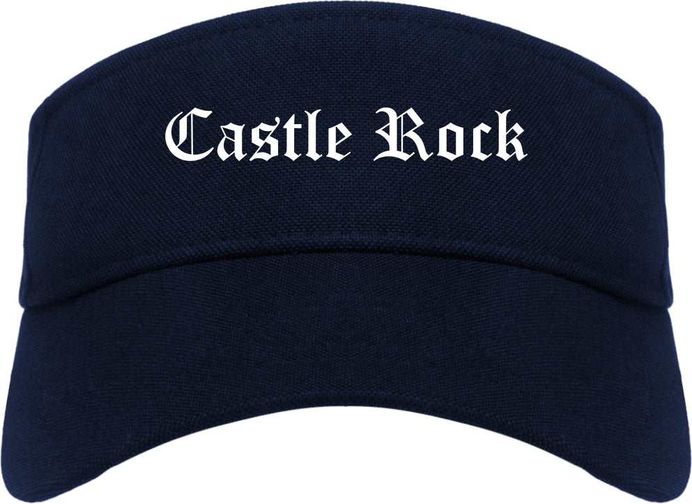 Castle Rock Colorado CO Old English Mens Visor Cap Hat Navy Blue