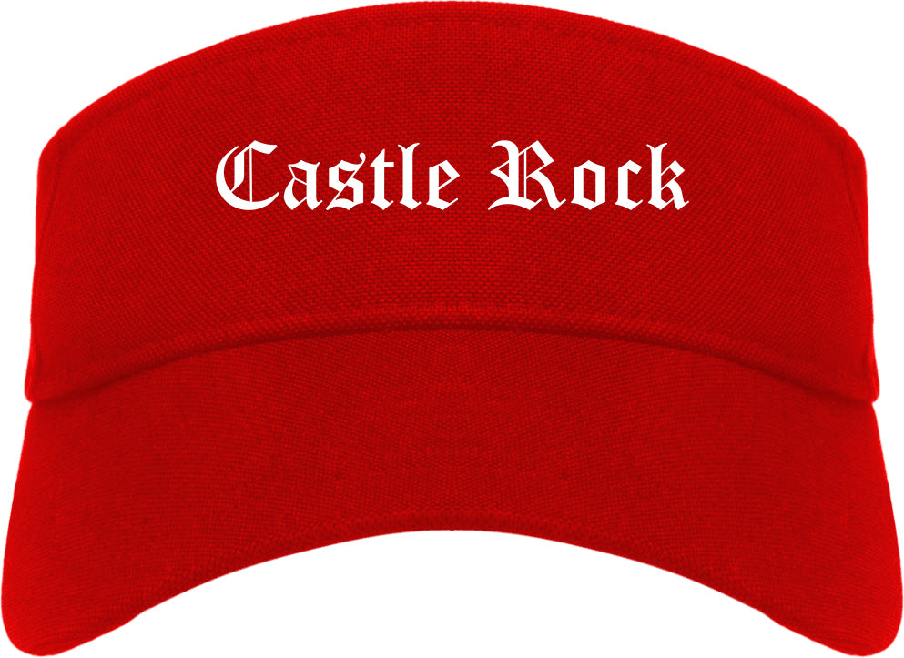 Castle Rock Colorado CO Old English Mens Visor Cap Hat Red