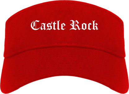 Castle Rock Colorado CO Old English Mens Visor Cap Hat Red