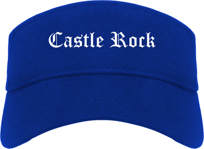 Castle Rock Colorado CO Old English Mens Visor Cap Hat Royal Blue