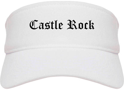 Castle Rock Colorado CO Old English Mens Visor Cap Hat White
