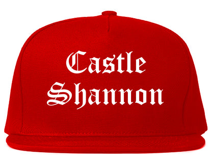 Castle Shannon Pennsylvania PA Old English Mens Snapback Hat Red