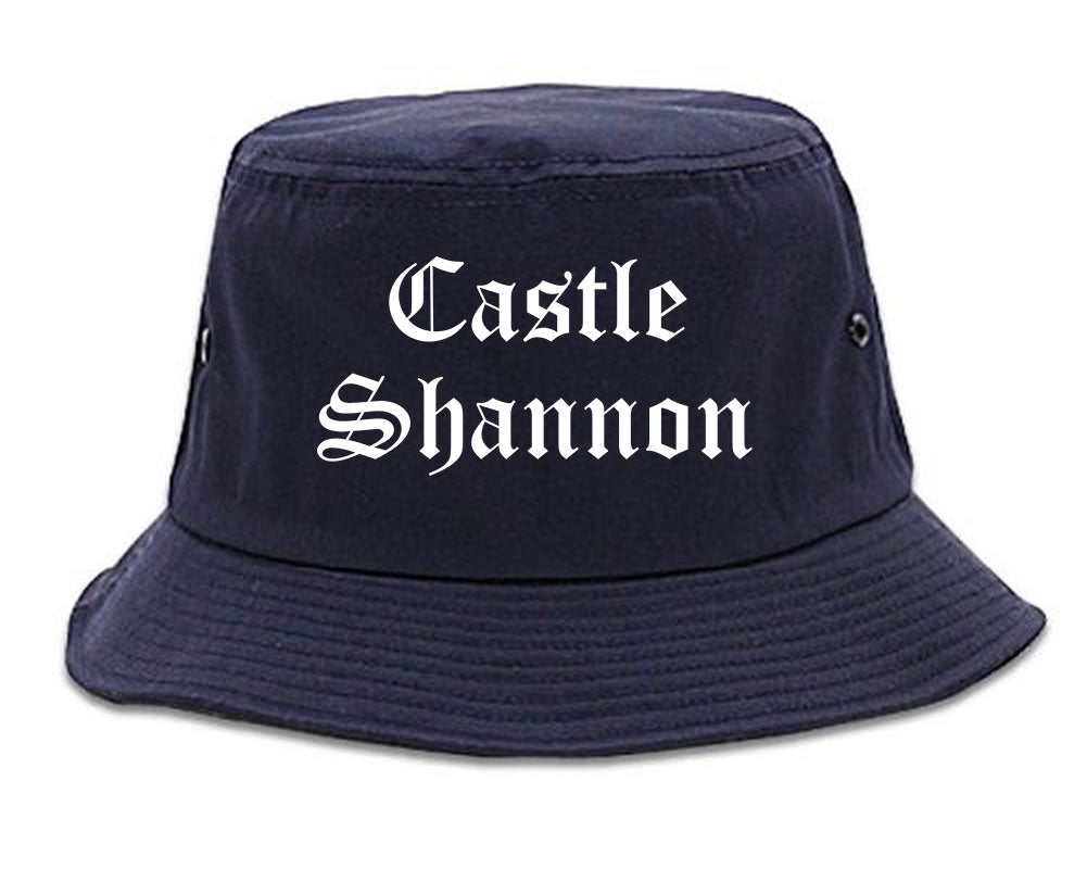 Castle Shannon Pennsylvania PA Old English Mens Bucket Hat Navy Blue