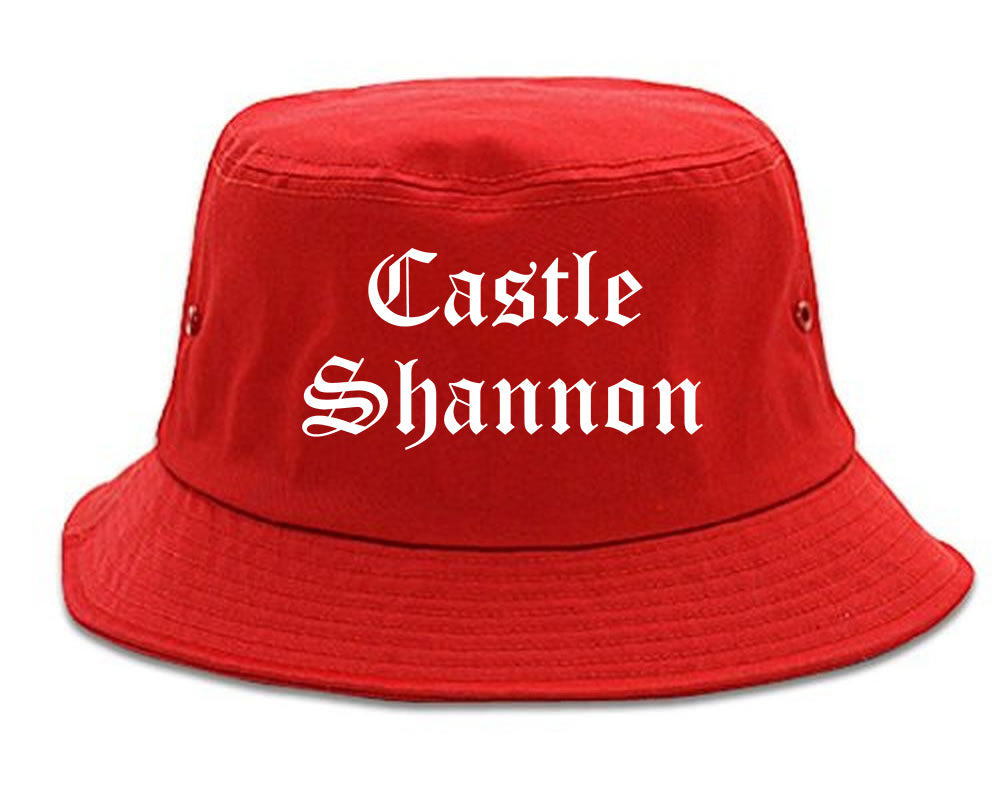 Castle Shannon Pennsylvania PA Old English Mens Bucket Hat Red