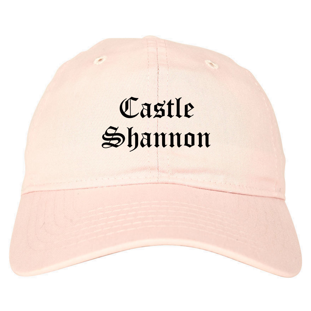 Castle Shannon Pennsylvania PA Old English Mens Dad Hat Baseball Cap Pink