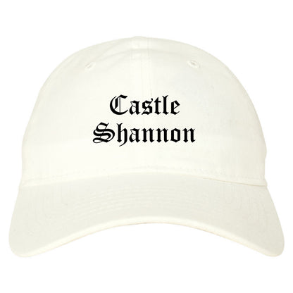 Castle Shannon Pennsylvania PA Old English Mens Dad Hat Baseball Cap White